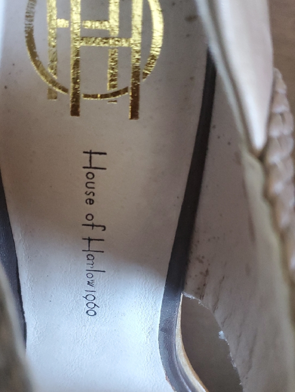 House of Harlow 1960 Woven Tan & Brown Open-Toe Heels - Picture 2 of 6